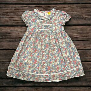 Mini Boden Girls Dress 3-4 Years Floral Print Vacation Daisy Peter Pan Collar